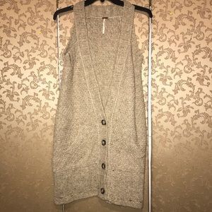 Free People Beige Long Sweater Vest Large L